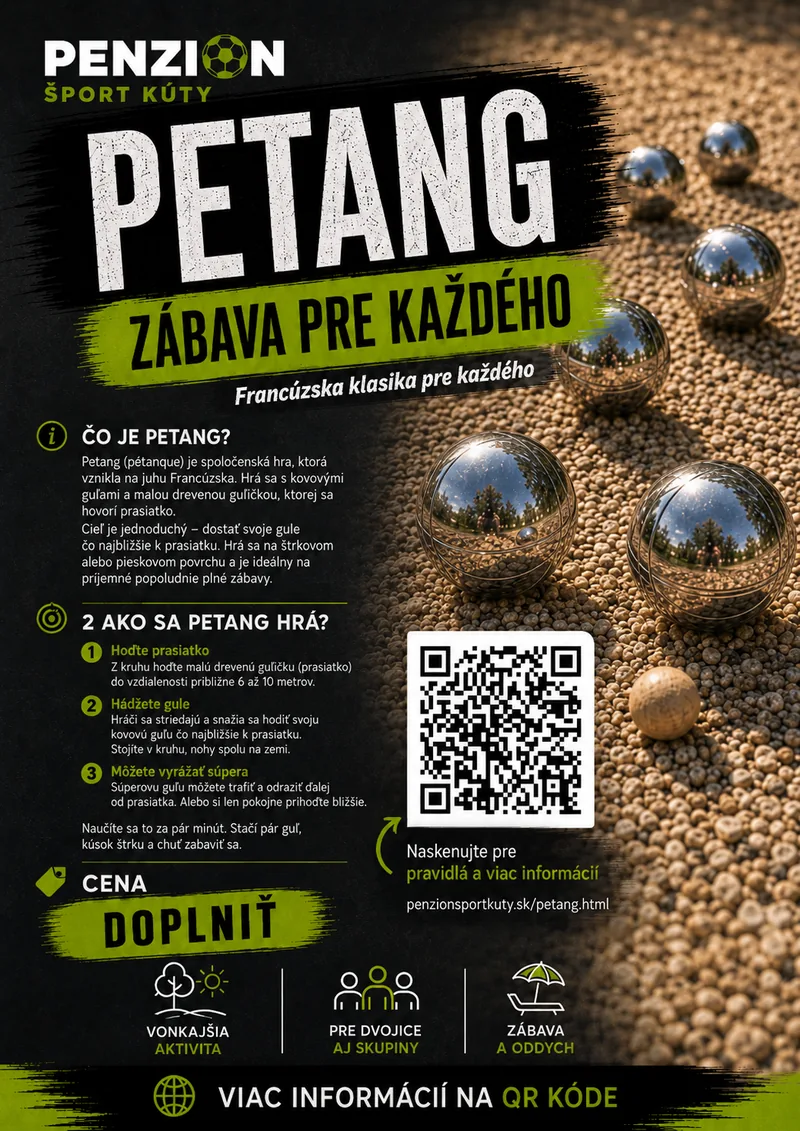Plagát petangového ihriska penziónu