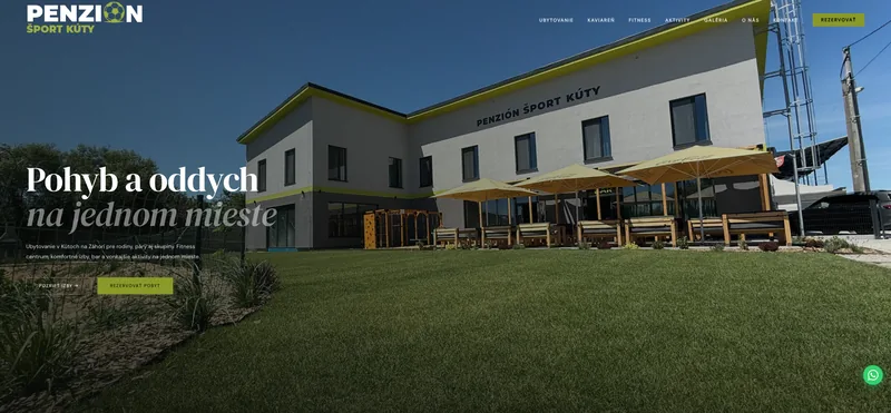 Úvodná stránka webu penzionsportkuty.sk