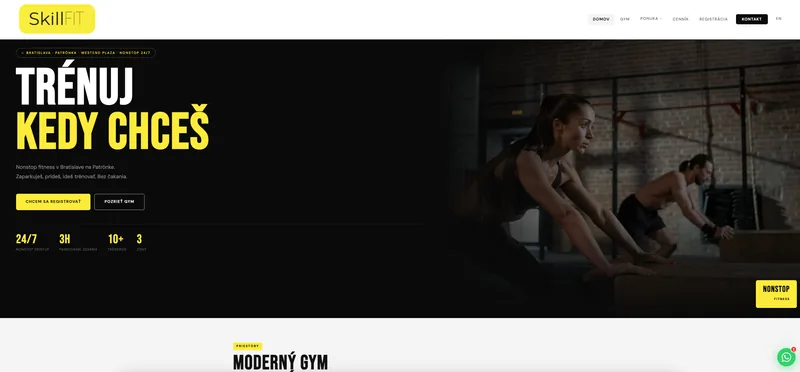 Úvodná stránka webu skillfit.sk